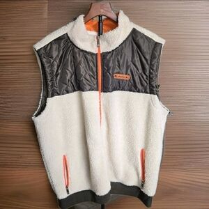 Akademiks sherpa fleece vest a quilted upper panel and orange Zip. 3XL Men's